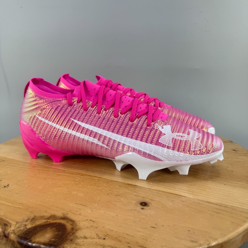 Under Armour Blur Pro Mens Size 12 Football Cleats Rebel Pink White UA NEW